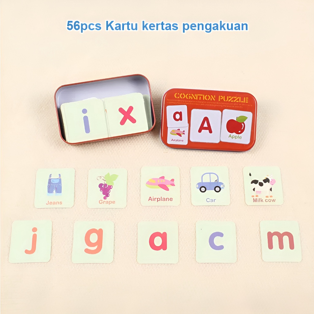 Flash Card Puzzle Box 4 Tema | Mainan Edukasi Belajar Anak | Cognition Puzzle | Hadiah Ulang Tahun Anak Laki Laki Perempuan