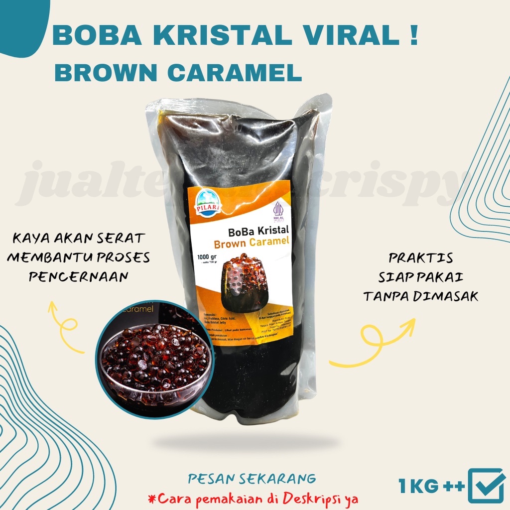 Boba Kristal Caramel / Boba Jelly Siap Pakai Tanpa Dimasak 1 Kg++