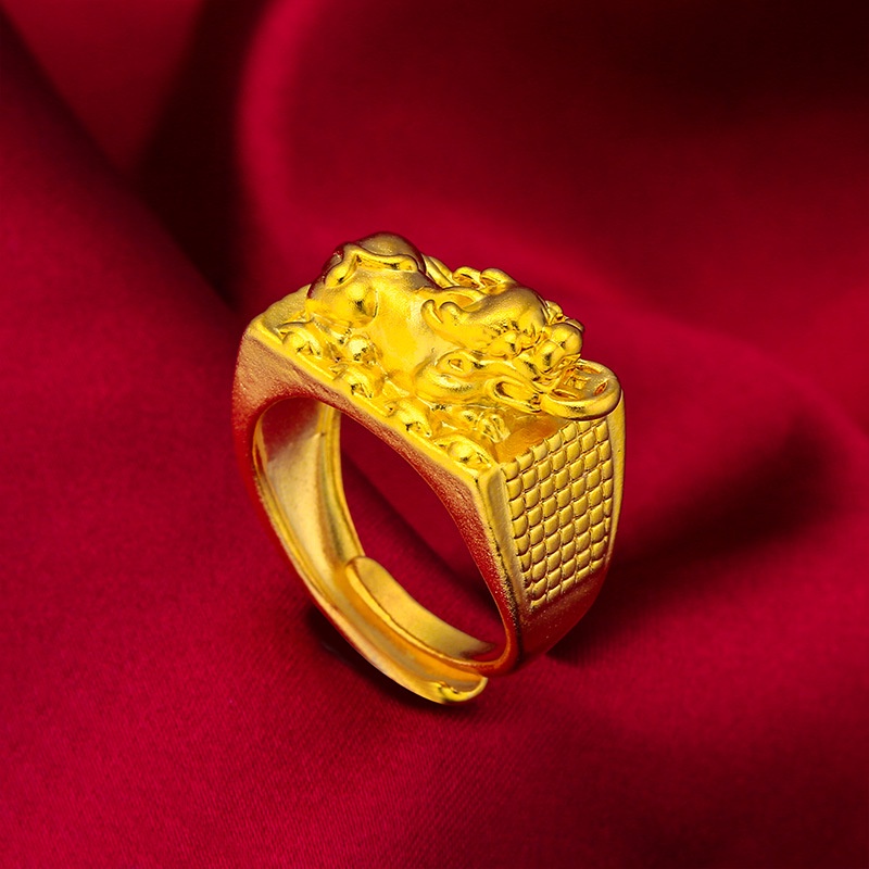 Goldkingdom Perhiasan Fashion Emas Asli Kadar 375 Bangkok Aksesoris Ready Stock Pria Berani Cincin Gelang Tepi Lebar Dipanjangkan Gelang Tebal