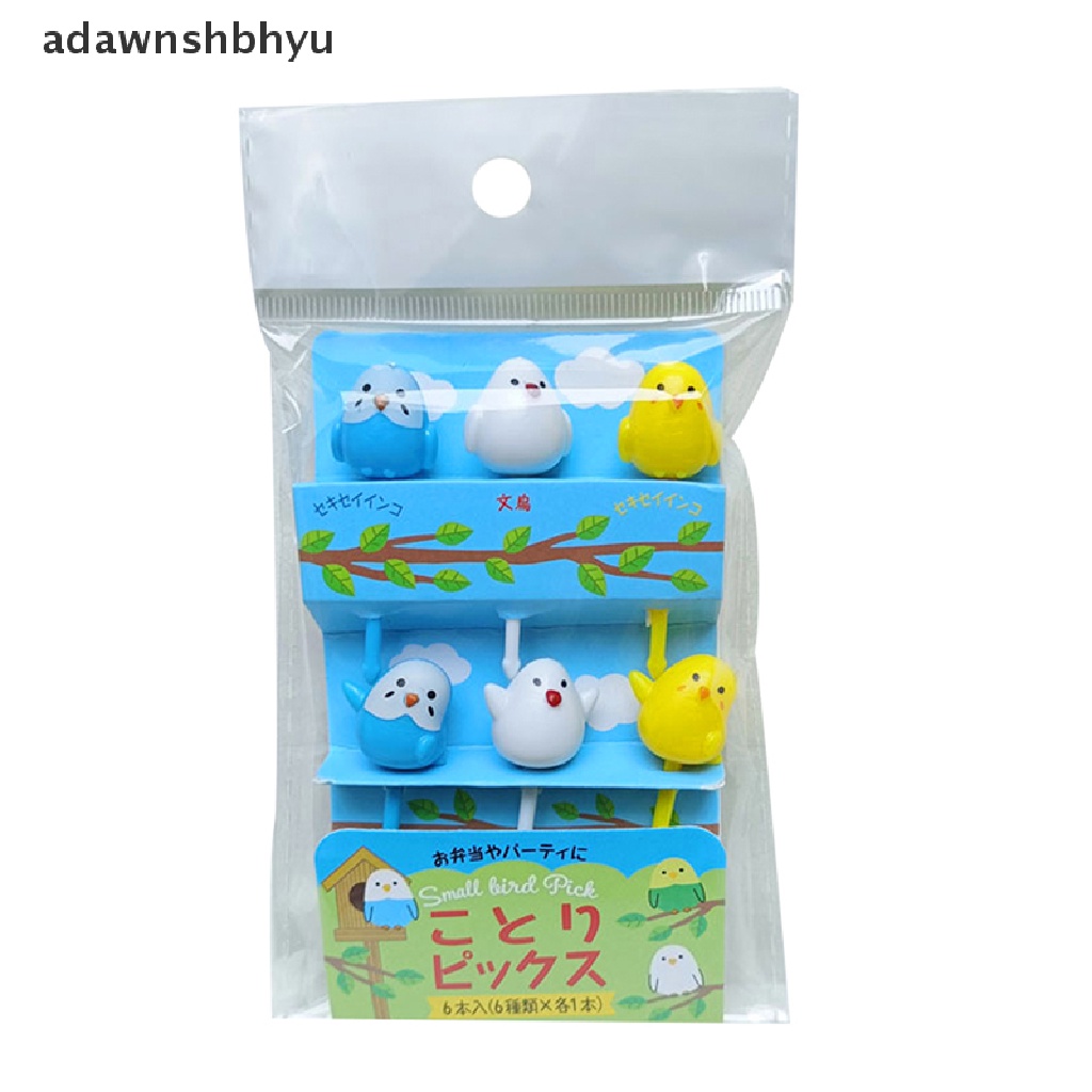 Adawnshbhyu 6pcs /set Lucu Kartun Chick Garpu Buah Anak Snack Dessert Picks Tookpick ID