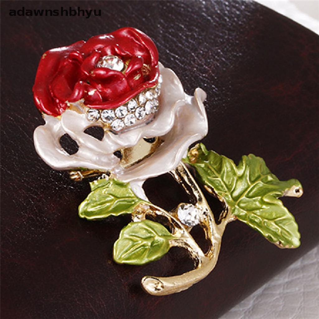 Adawnshbhyu Enamel Bunga Berlian Imitasi Kristal Bros Pin Pernikahan Bridal Bouquet Pin Perhiasan ID