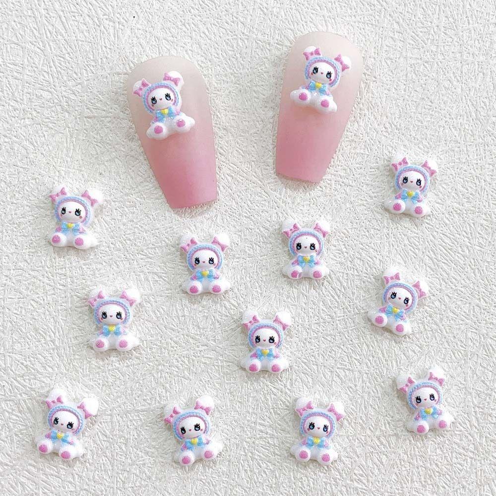 AUGUSTINA Agustinina Kartun Dekorasi Kuku Wanita 10Pcs /set Kartun Boneka Fashion Manicure Aksesoris Hiasan Kuku 3D Perhiasan Kuku