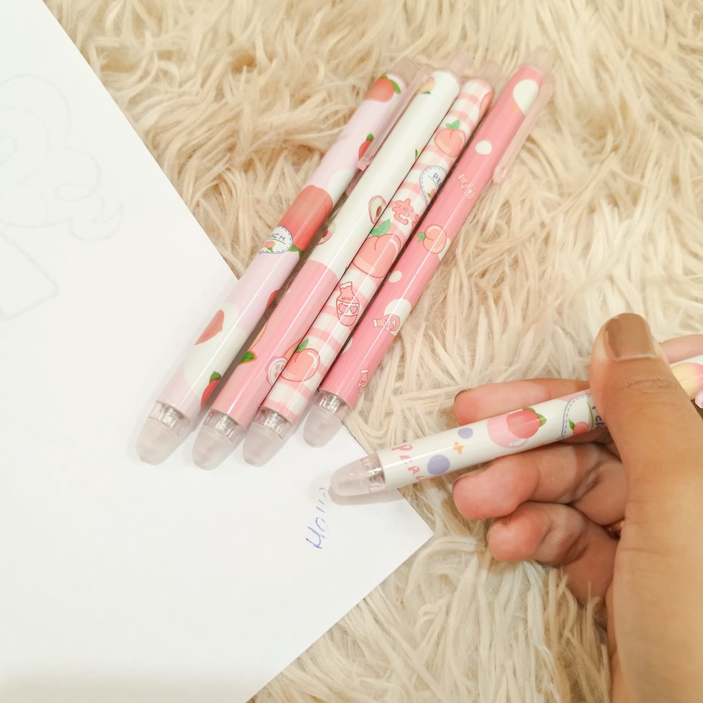 

TINTA BIRU BISA DI HAPUS PEN CETEK BUAH PEACH TERBARU / 6 PCS ALAT TULIS TERMURAH LUCU UNIK BISA COD