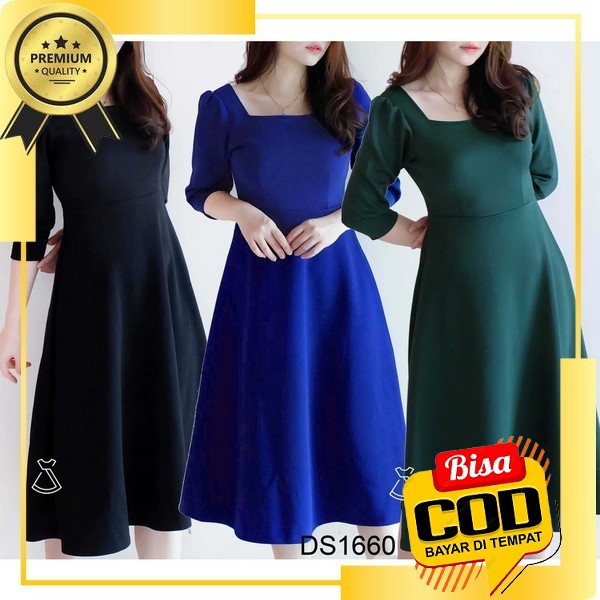 Baju Wanita Dress Pesta Scuba Pesta Natal Pesta Kondangan Terbaru Simple Modis Kekinian Modern Murah