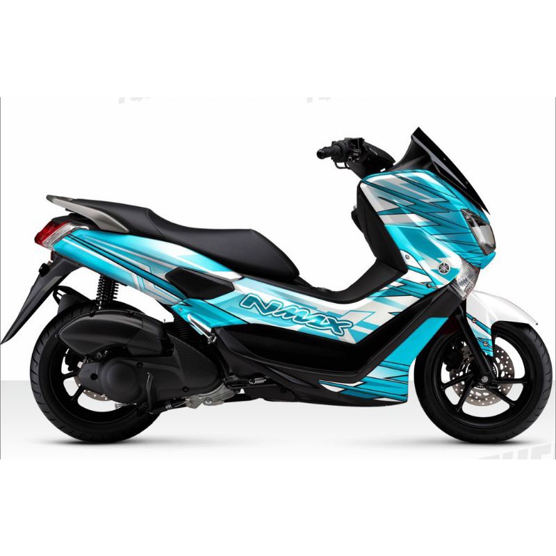 Decal stiker Nmax Old Abstrack Putih kombinasi Biru fullbody