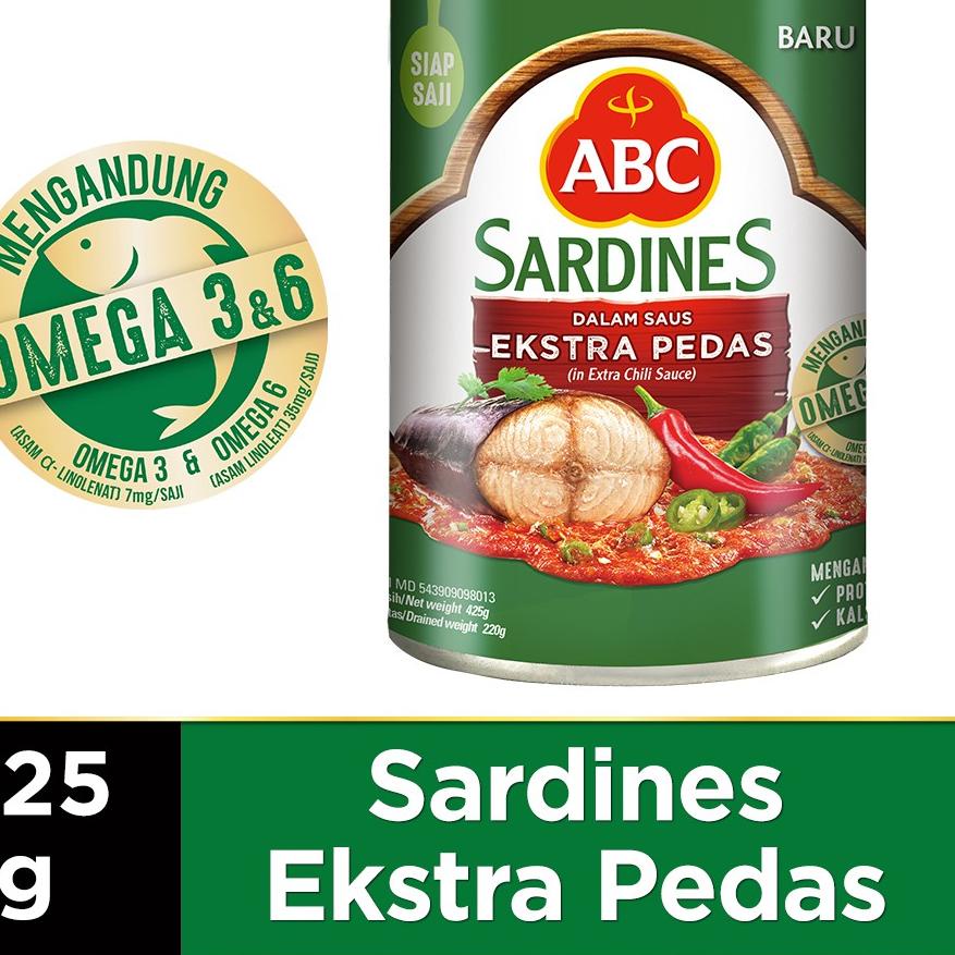 

8.8 Terlaris ABC Sarden Saus Extra Pedas 425 g