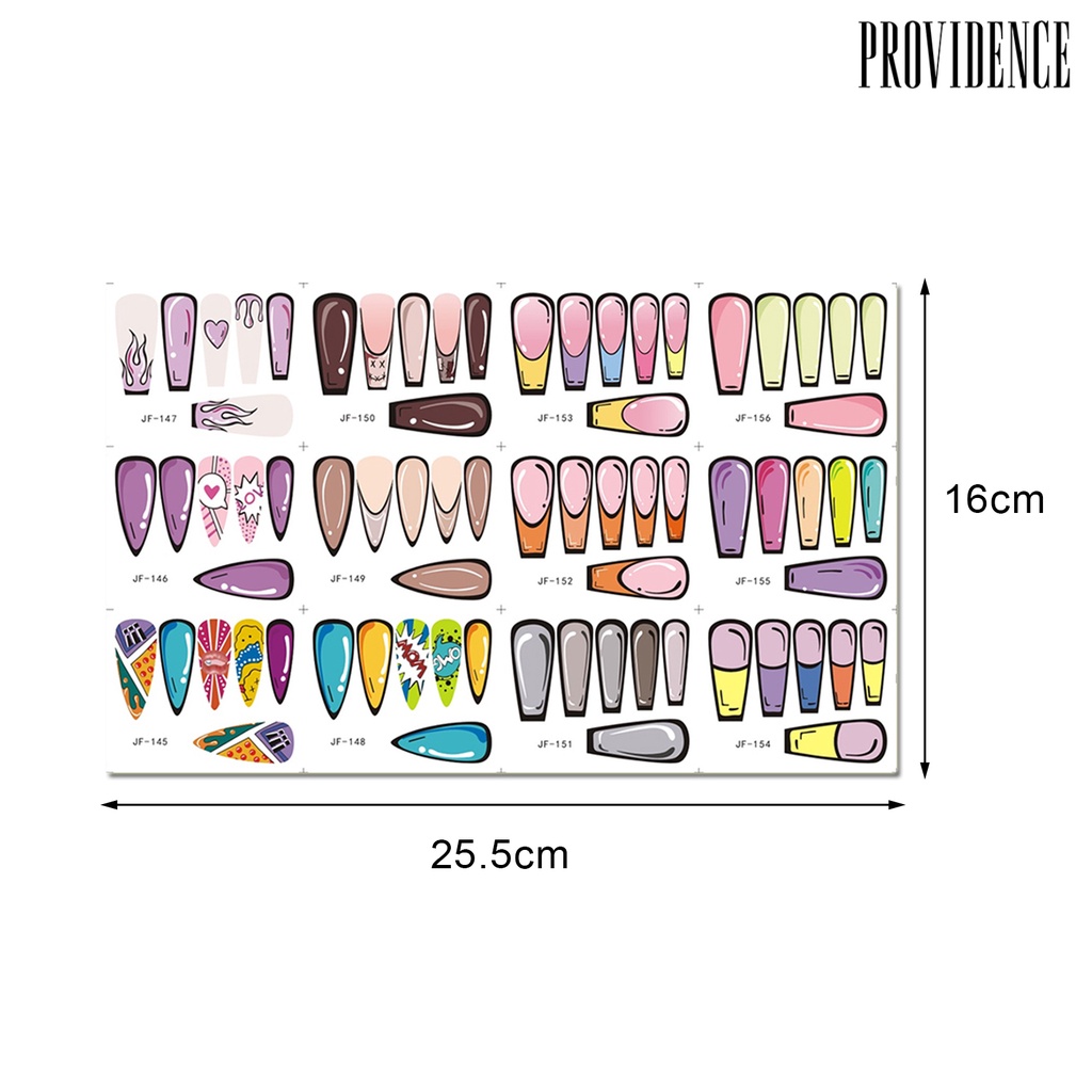 Providence Nail Art Slider Perekat Diri Tidak Luntur Mudah Tempel Efek 3D DIY Yang Dapat Dilepas Cakupan Penuh Gaya Graffiti Kartun Nail Art Stiker Perlengkapan Kuku
