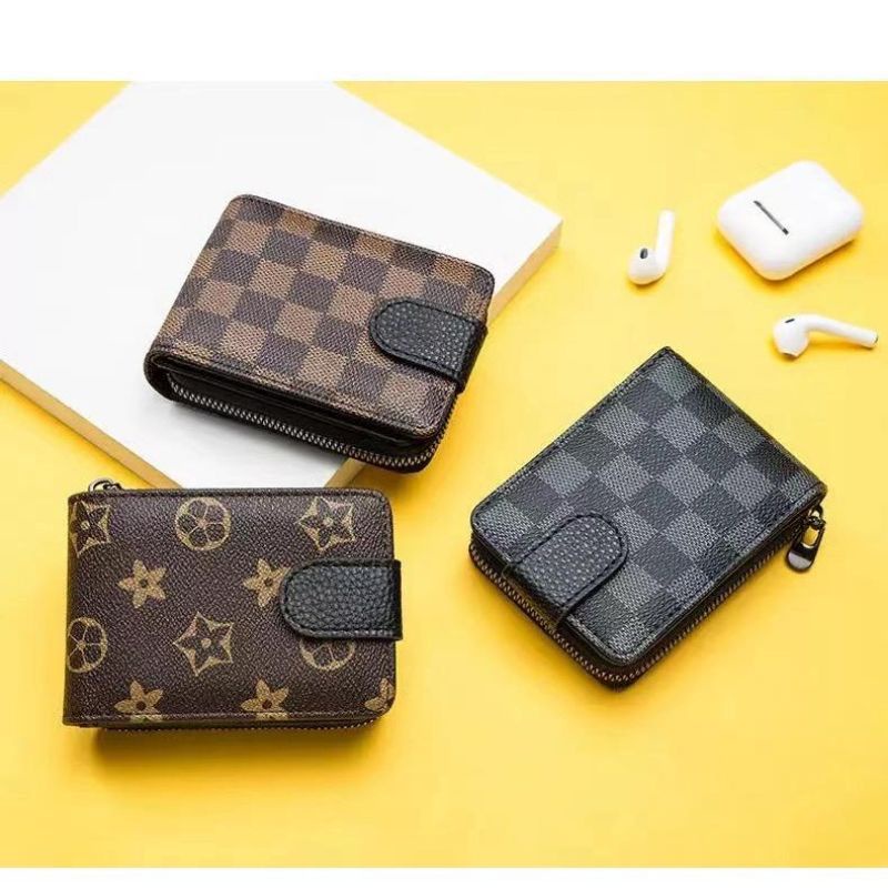 Dompet Kartu Resleting Wanita penutup kancing anti RFID Style korea