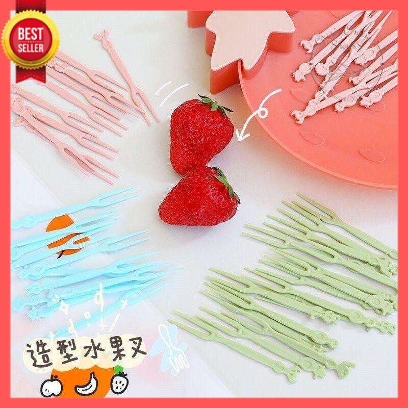 GOS -H213- Garpu Mini Tusuk Buah Per-Pcs - Garpu Mini Plastik - Garpu Mini Plastik Kue dan Buah Lucu