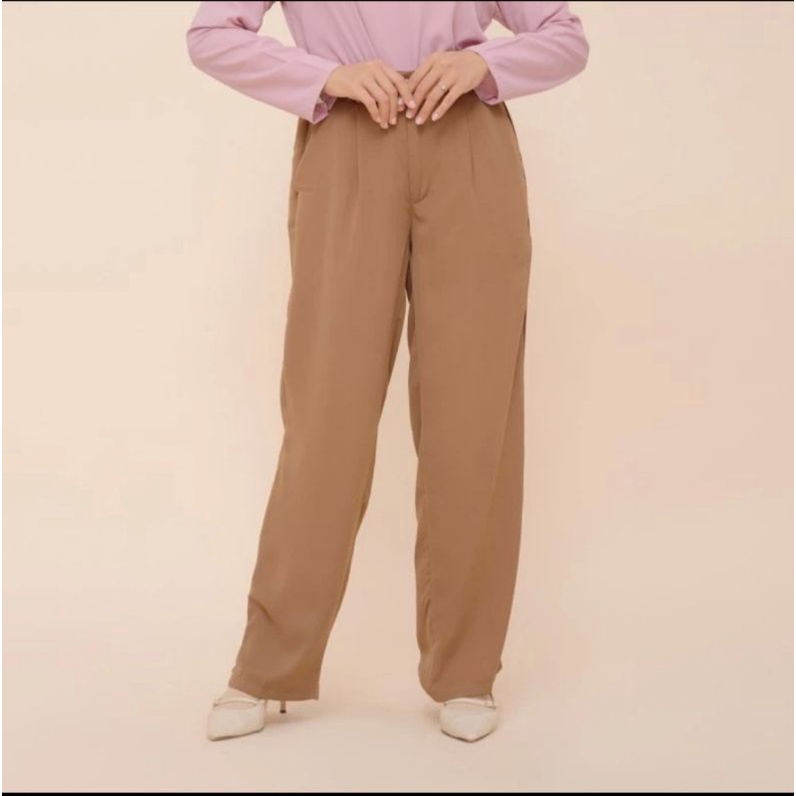 celana panjang wufy brown pants by ZM Zaskia Mecca