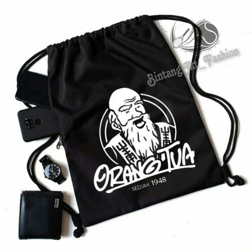 Tas Serut Ransel Drawstring Logo Orang Tua Anti Air // Tas Serut Orang Tua Terkeren Dan Terlaris // 