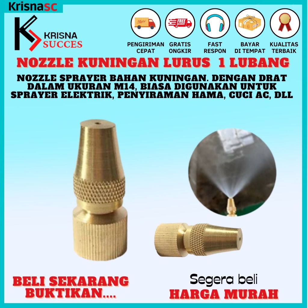 Jual NOZZLE SPRAYER KUNINGAN LURUS 1 LUBANG HEAD SPRAY NOZLE SPUYER ...