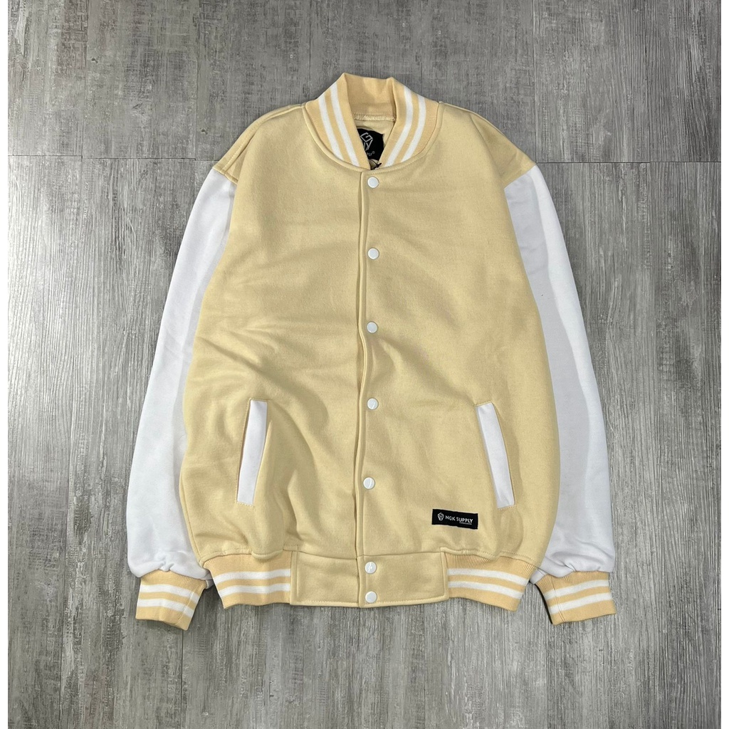 NGK Jaket Varsity Polos Cream New