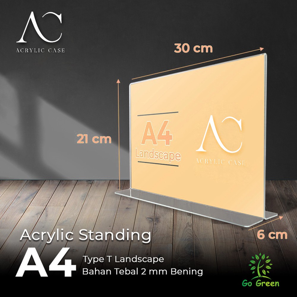 

Acrylic Tent Card Holder A4 Landscape / Tempat Brosur Meja Akrilik A4 T Type