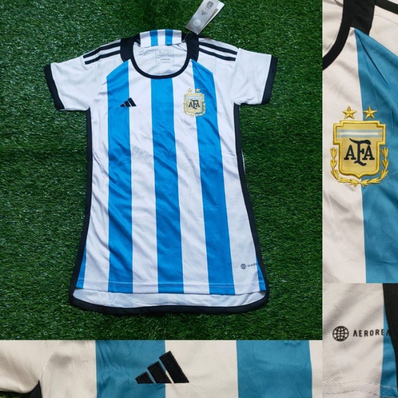 JERSEY LEDIES ARGENTINA PIALA DUNIA 2022 QATAR GRADE ORI IMPORT THAILAND BAJU BOLA WANITA HOME AWAY 