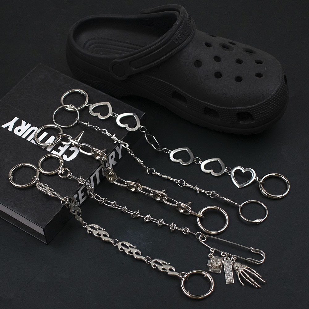 Rantai Sepatu Metal Duri Kuku Willow Gelap Punk | Jibbitz Untuk Crocs