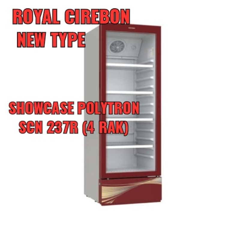 SHOWCASE POLYTRON (4RAK)type  SCN-237R MERAH 285Liter untuk kota Cirebon