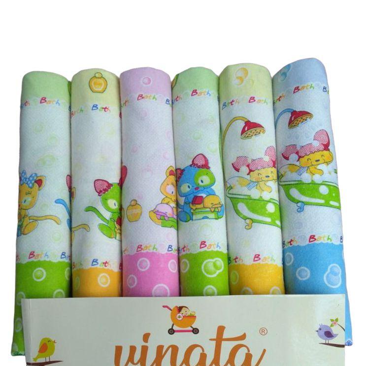 Borong Diskon 1 PAK Isi 6 PC Bedong Bayi Bahan Flanel Motif