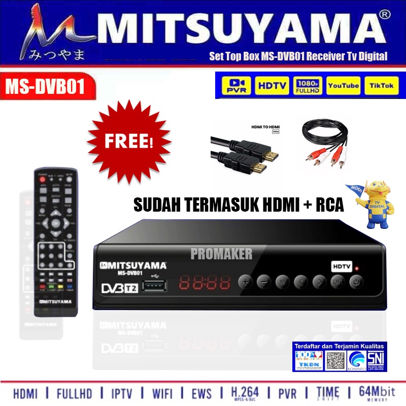 Set Top Box Tv Digital STB Mitsuyama MS-DVB01 With HDMI RCA Full HD SNI Original