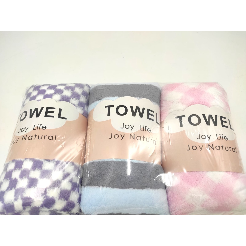 KUP - COD MURAH PAKET 3 PCS HANDUK MICROFIBER DEWASA UK 70 X 140 CM MOTIF &amp; WARNA RANDOM