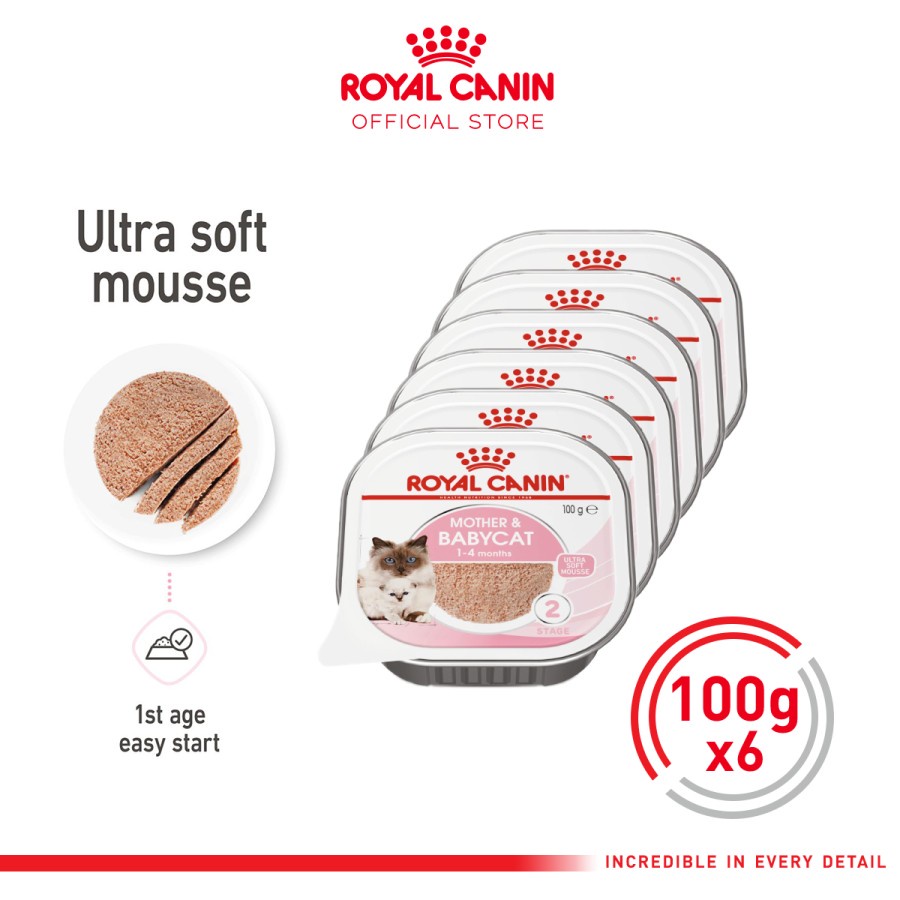 Royal Canin Mother &amp; Babycat Mousse (100g x 6) Wet Makanan Kucing