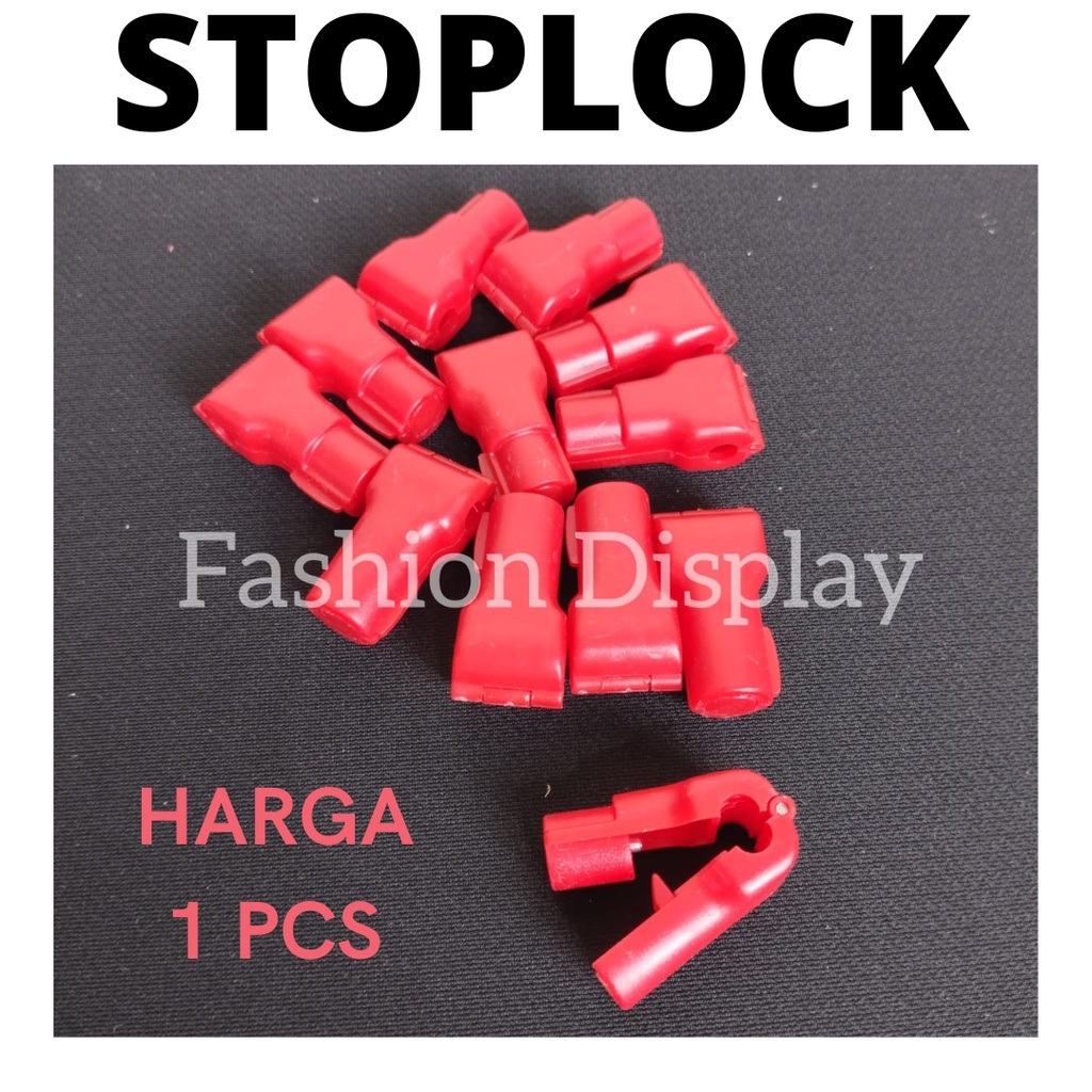 Stoplock Pengunci 6mm dan 5mm Single Ram Single Hook Warna Merah Pengaman barang Jualan Gembok Pengunci(bh)