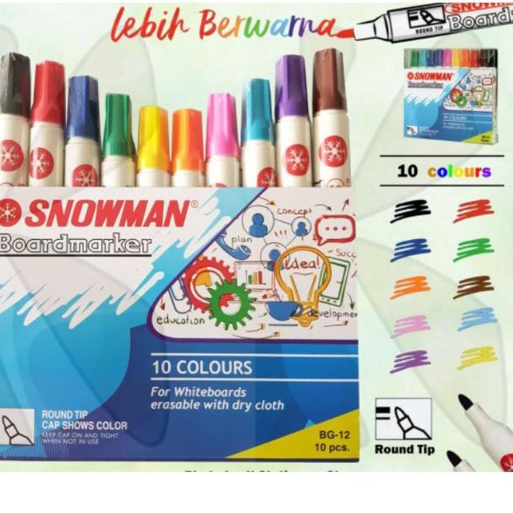

Serbuuu Spidol Snowman Whiteboard Set 10 warna ( 1 set )''