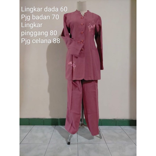 preloved Setelan kerja baju celana blazer wanita pink LIKE NEW