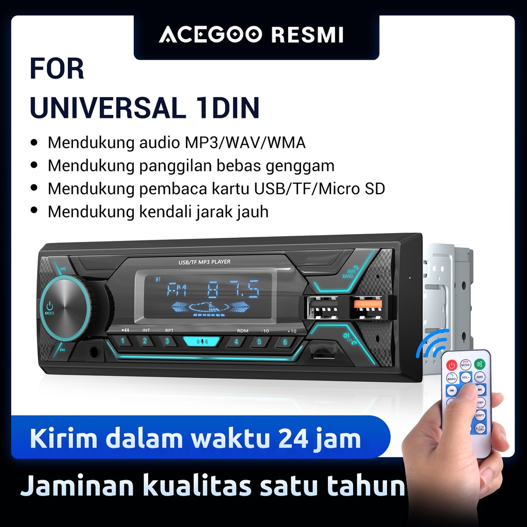 ESSGOO Mobil Stereo Car MP3 Player Single Din Car Audio Bluetooth Hands Free Stereo Support TF USB AUX FM Radio Receiver 1DIN Head Unit