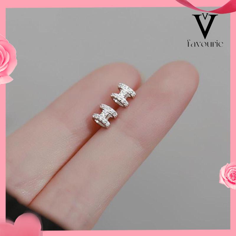 CODMini H Letter Simple Ear Studs Temperamen Indah Anting Semua Cocok untuk Wanita-FA