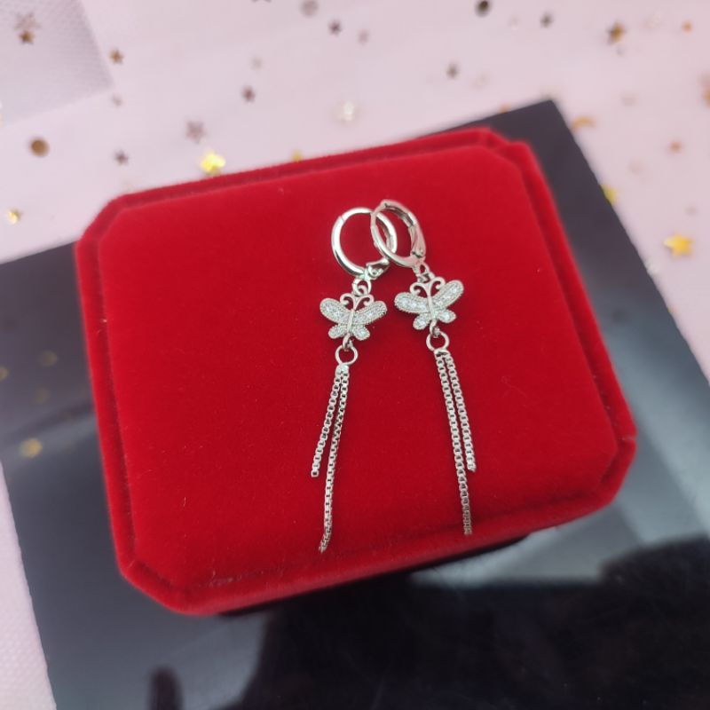 Anting mata 1 silver yaxiya panjang anti karat