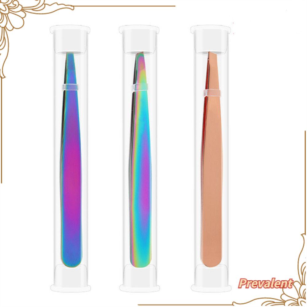 Preva 1pcs Pinset Benang Kasar Kepala Datar Kepala Miring Alat Makeup stainless steel