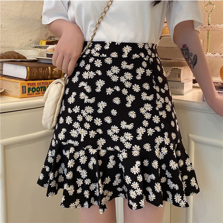 MOOGU ♡ Rok pendek daisy chiffon mini rok fashion dres wanita