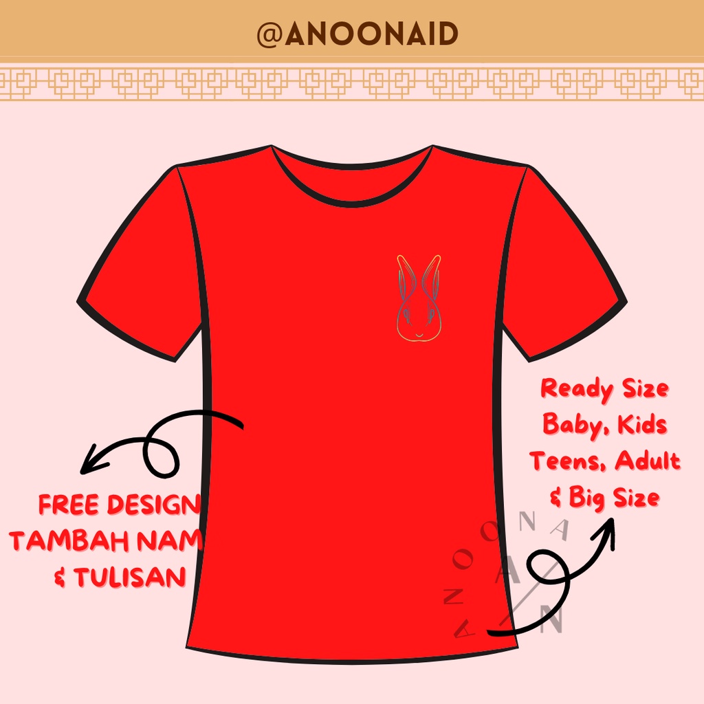 Baju Kaos Edisi Imlek Bayi Anak Dewasa Chinese New Year 2023 Series Bahan Katun Combed 30s unisex bi