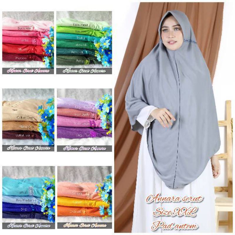 khimar jumbo annara serut kerudung instan jilbab instan khimar serut xxl