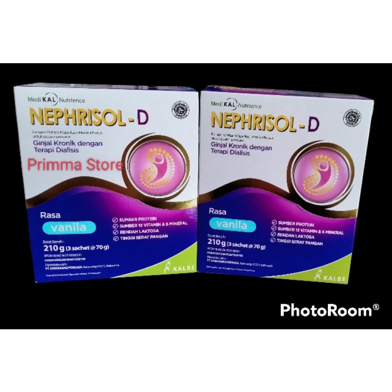 

~ NEPHRISOL-D 210g ( 3 sachet @70g) ~ Makanan Diet Khusus untuk gangguan Ginjal (pre dialisis).