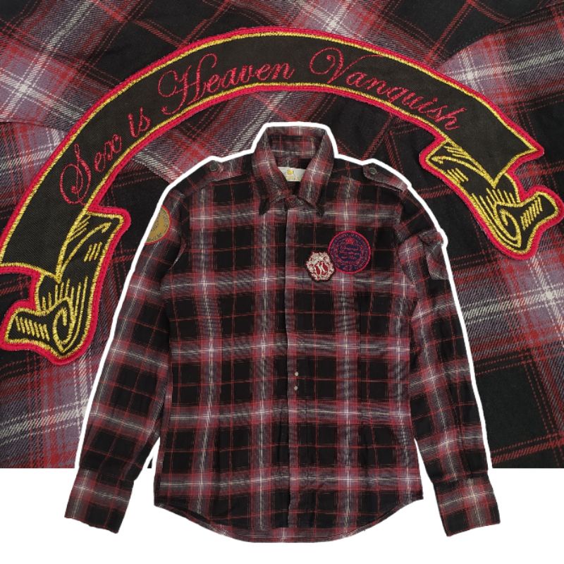 Vanquish S*x is Heaven Officer Plaid Flannel Shirt