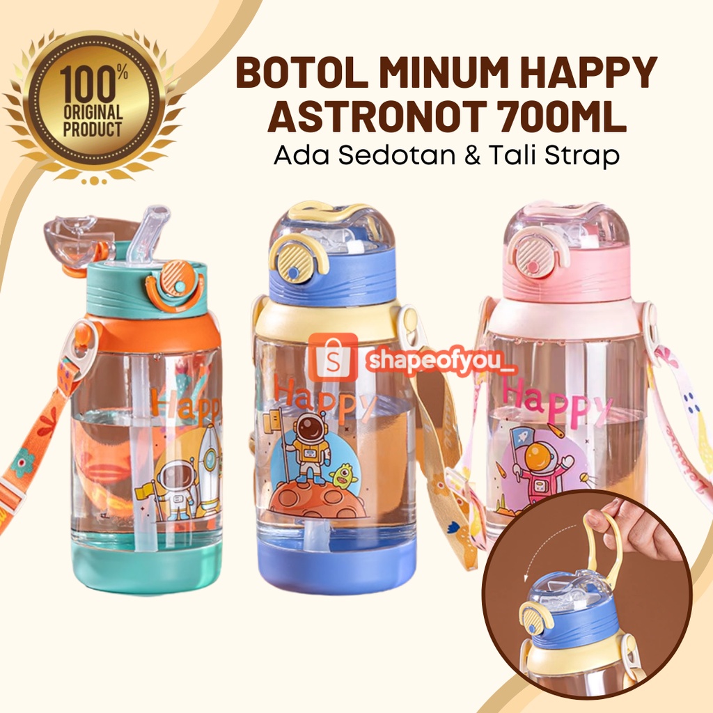 New Botol Baru Ready Stok 700ml Botol Air Anak Kids Water Bottle With Tali Panjang Karakter Astronot