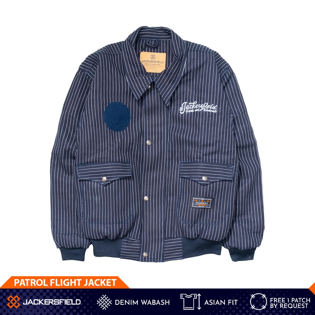 Jackersfield Patrol Flight Jacket Wabash Indigo Jaket Bomber Pria
