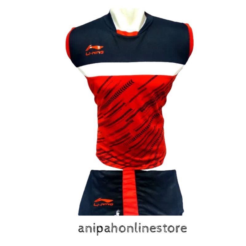 kaos stelan lining , baju singlet badminton volly tenis pria wanita