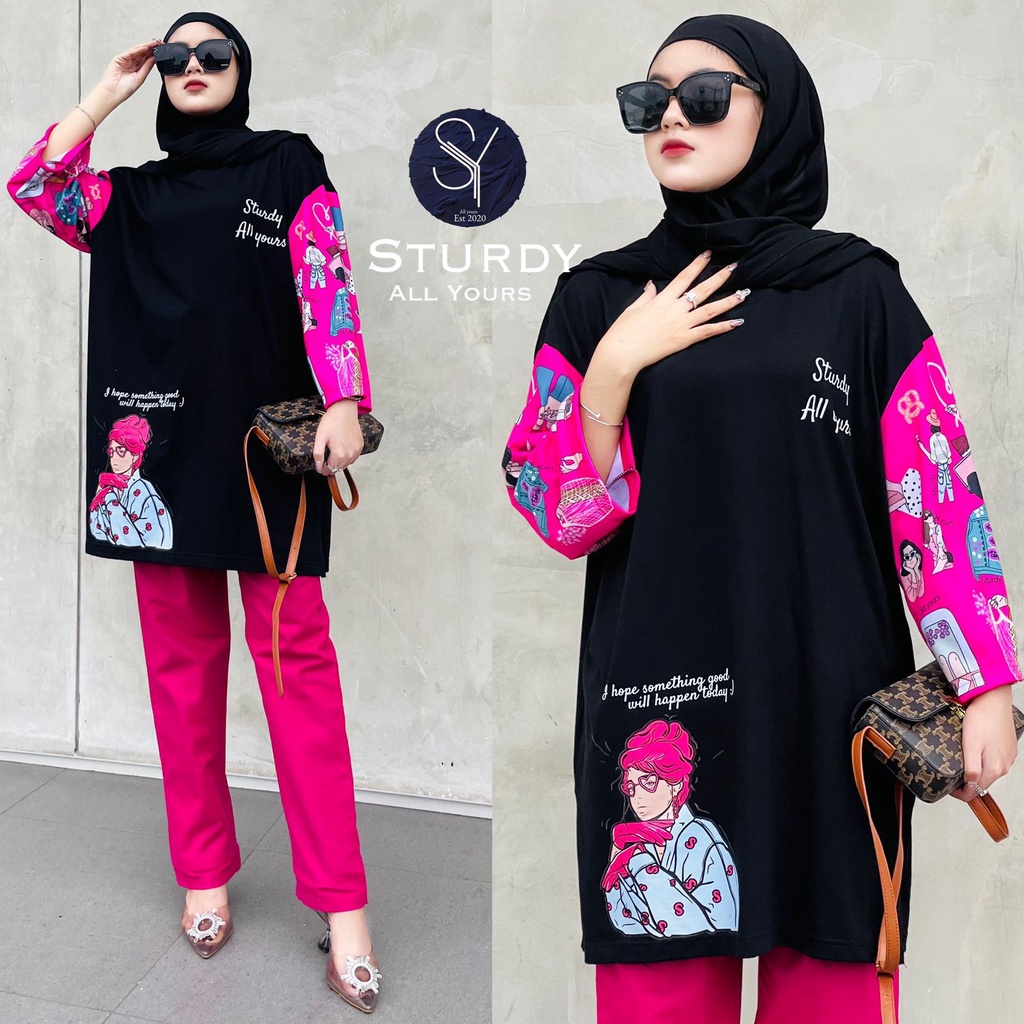 Setelan Wanita cry set Sturdy 2 in 1 Lengan 7/8 cotton combed24s Mix Printing