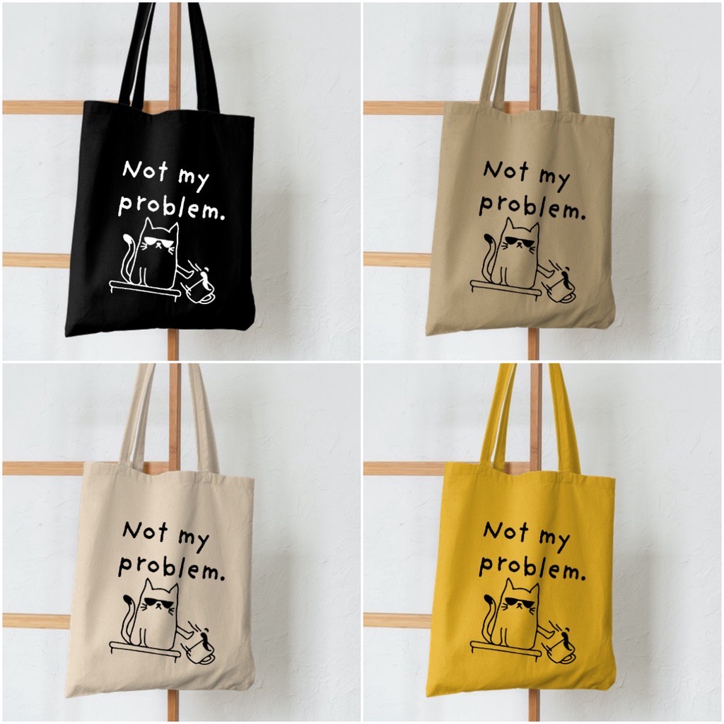 SPESIAL PROMO 10.10 - TOTE BAG RESLETING BAHAN KANVAS TEBAL - TOTE BAG UKURAN 35X40 CM - TOTE BAG KULIAH, KAMPUS, MAHASISWA - TOTE BAG KUCING LUCU