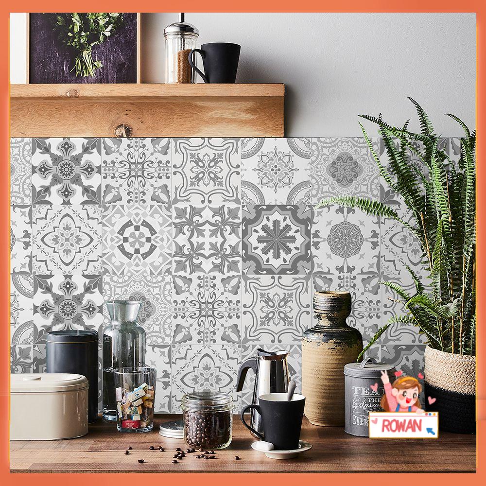 R-flower 24pcs/Set Stiker Dinding Hias Dapat Dilepas Oilproof Dekorasi Dapur Rumah Self Adhesive Wallpaper