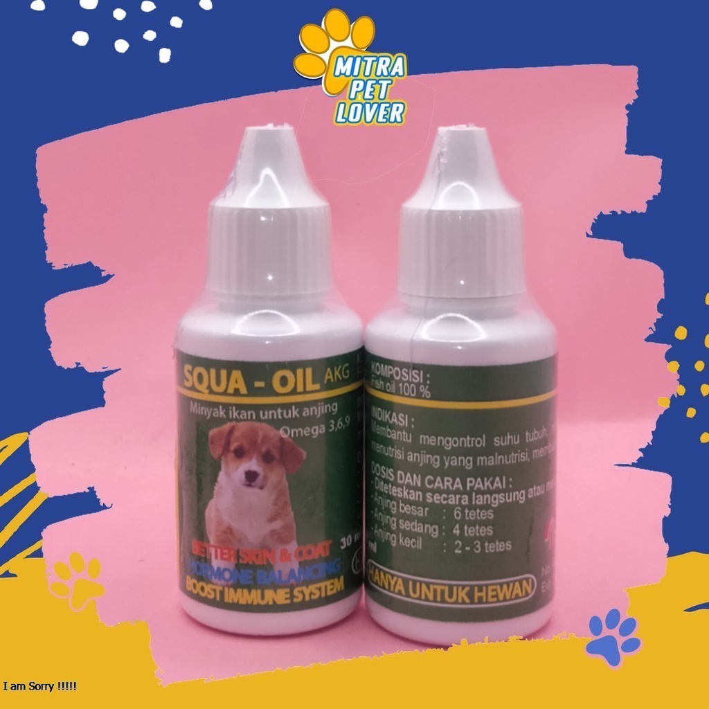 MINYAK IKAN TETES UNTUK ANJING - SQUA OIL DROP 30ML - VITAMIN SUPLEMEN OMEGA 3 HORMON SEIMBANG MELEBATKAN BULU DOGGY - MURAH ASLI GARANSI KUALITAS ORIGINAL - PET ANIMAL HEALTHCARE &amp; VETERINARY TAMASINDO OBAT KESEHATAN &amp; VITAMIN TERNAK HEWAN MITRAPETL