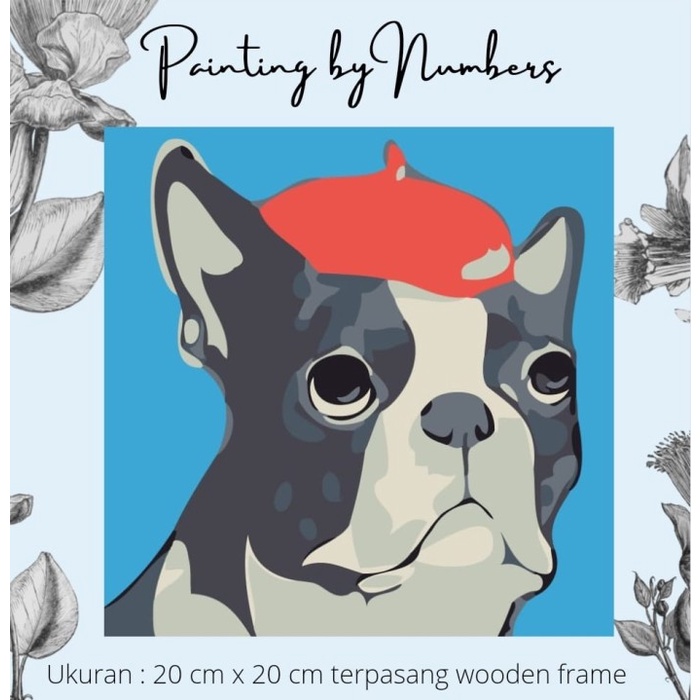 

DIY painting by number 20x20cm kerajinan tangan - BLUE DOG - PAINT+EASEL