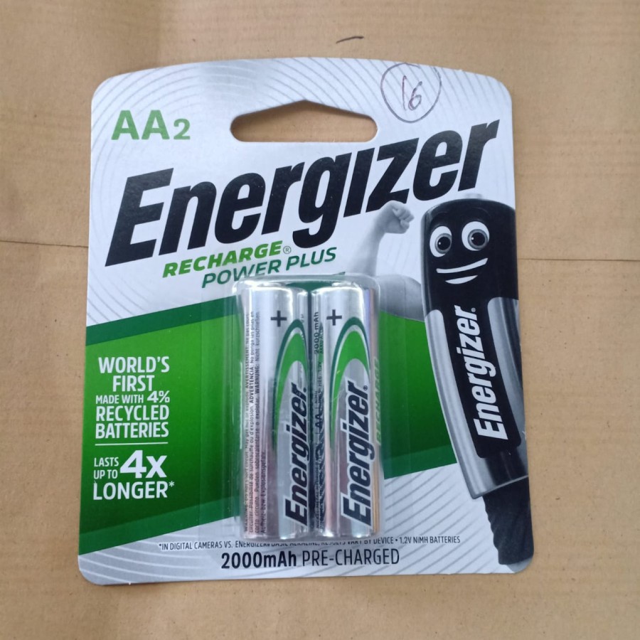 Baterai AA Energizer Recharger 1 Pack Isi 2 Pcs Batrai charger 2000mAh