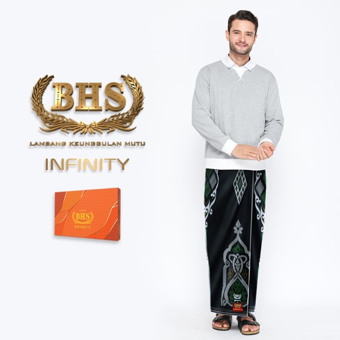 Sarung BHS Infinity Gold Motif PKE Hitam Hijau 05