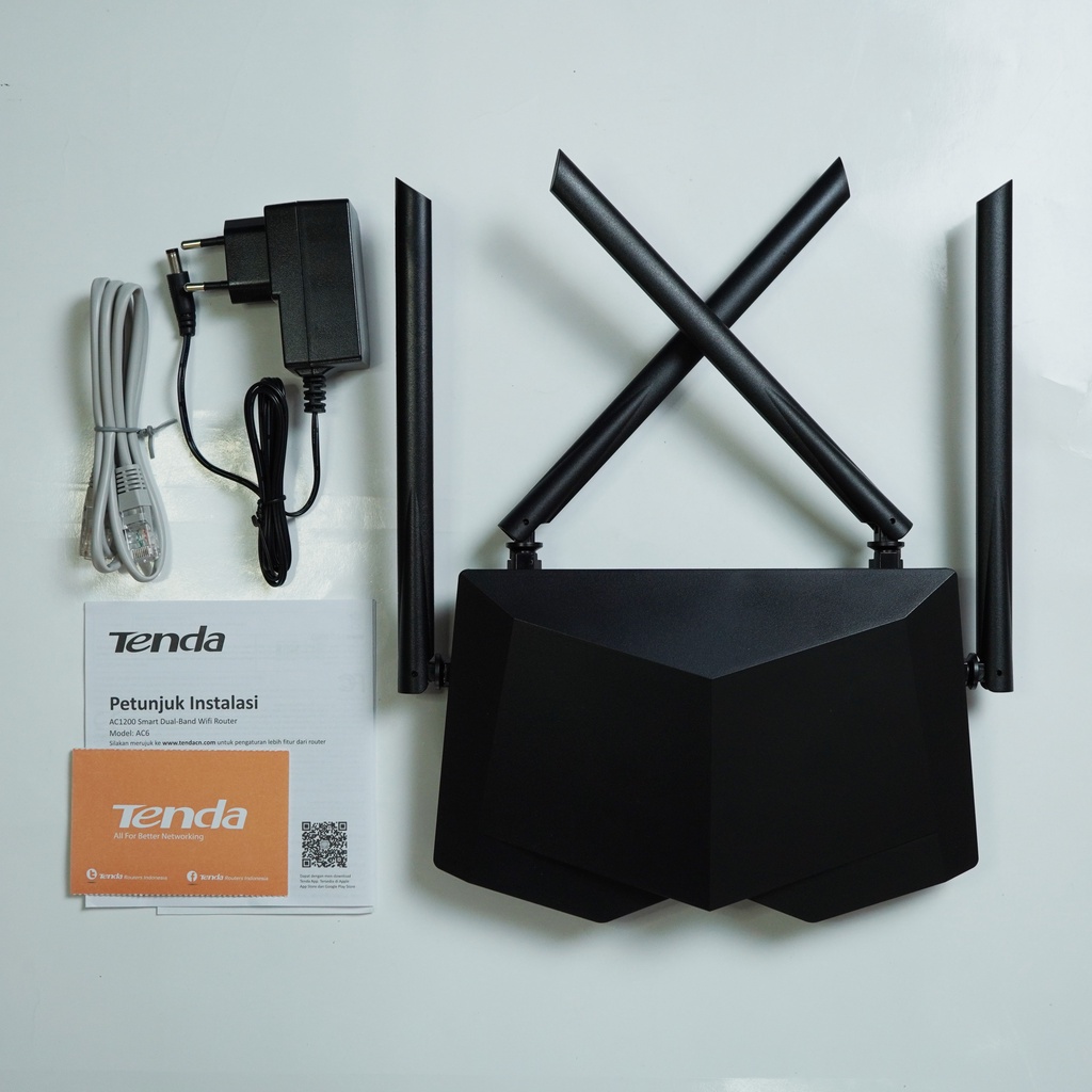 WIRELESS ROUTER TENDA AC6 DUAL-BAND 4 ANTENA GARANSI RESMI