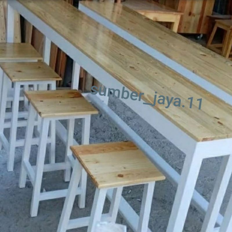 meja bar kafee atau warkop set+kursi senderan