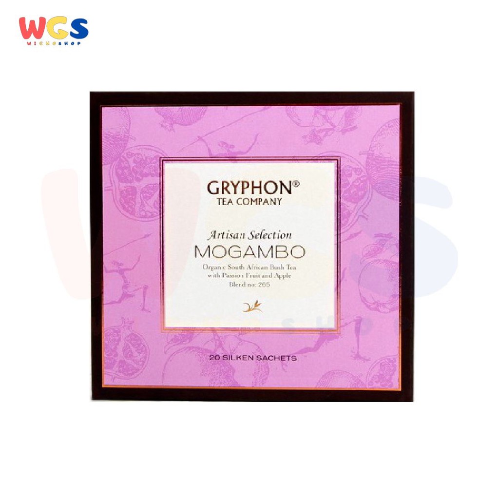 Gryphon Tea Bag Mogambo Organic South African Bush Tea With Passion Fruit &amp; Apple 1 Silken Sachet